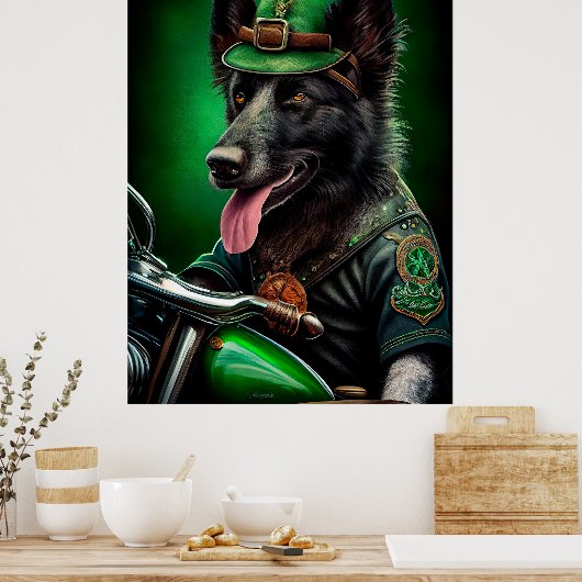 De Belgische Shepherd-fiets St. Patrick's Day Poster (Keuken)