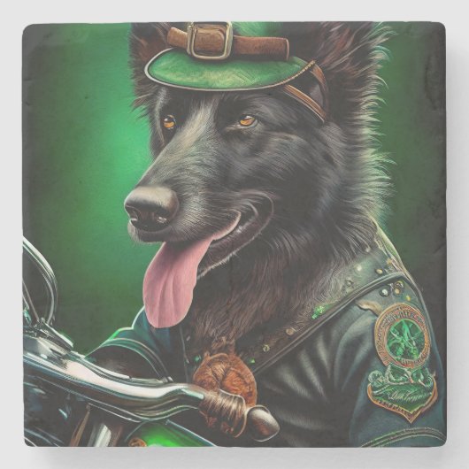 De Belgische Shepherd-fiets St. Patrick's Day Stenen Onderzetter (Voorkant)
