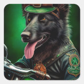De Belgische Shepherd-fiets St. Patrick's Day Vierkante Sticker (Voorkant)