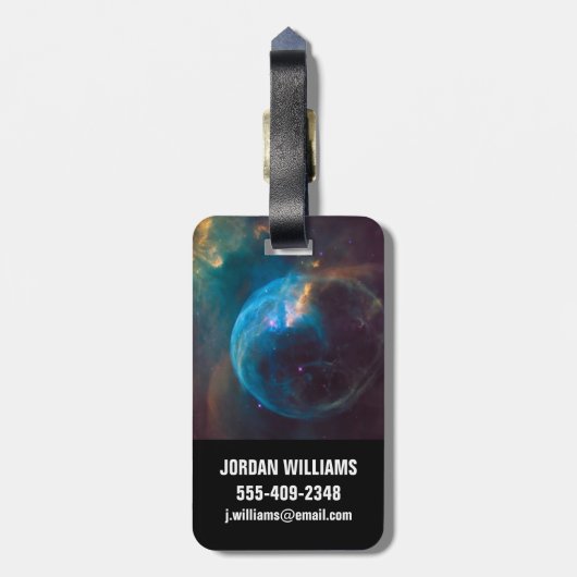 De bellennevel, NGC 7635. Bagagelabel (Achterkant verticaal)