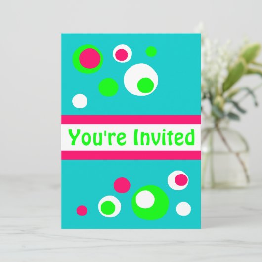 De bellenuitnodiging van Retro Kaart (Staand voorkant)