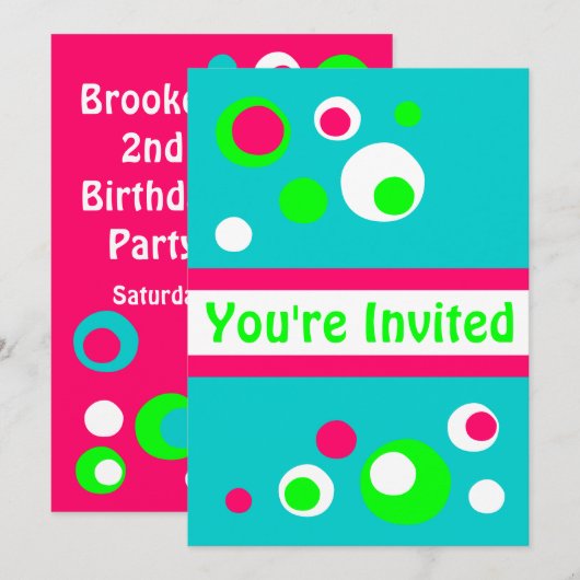 De bellenuitnodiging van Retro Kaart (Voorkant / Achterkant)