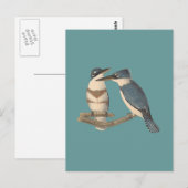 De Belted Kingfisher (Alava alcyon) NY Vogels Briefkaart (Voorkant / Achterkant)