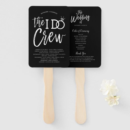 De bemanning van mij | Bruiloftsfeest en Programma Handwaaier (Voorkant en achterkant)