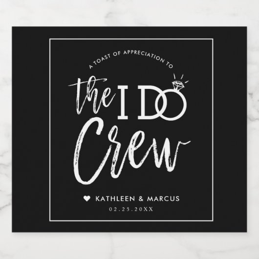 De bemanning van mij | Huwelijksfeest Favor Zwart Bier Etiket (Enkel label)