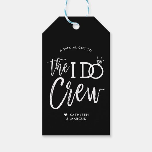 De bemanning van mij | Huwelijksfeest Favor Zwart Cadeaulabel (Voorkant)