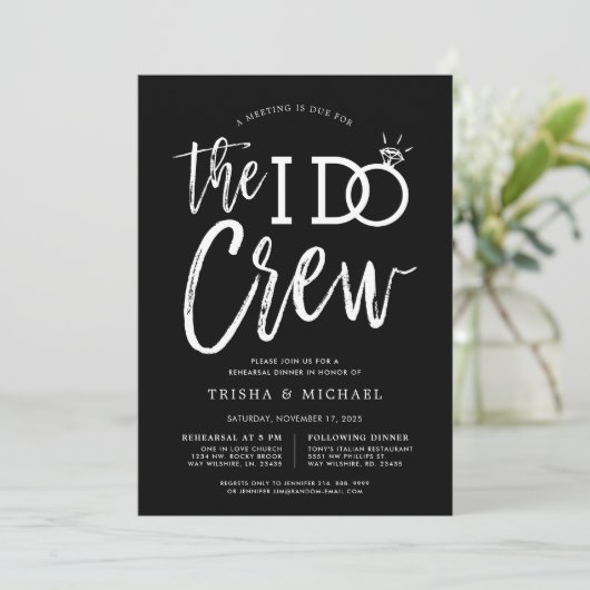 De bemanning van mij | repetitie diner | Huwelijks Kaart (Staand voorkant)