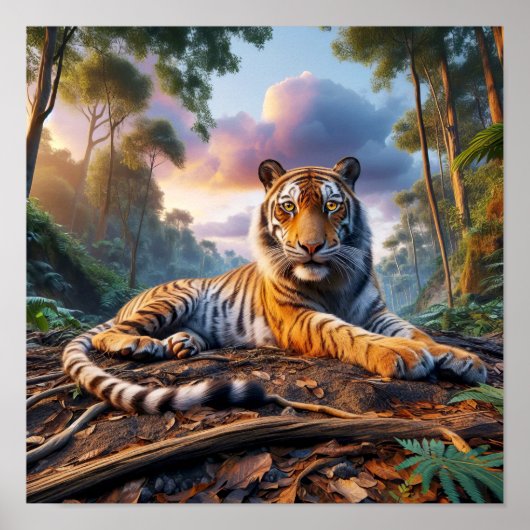 De Bengaalse tijger in het wilde Oerwoud Poster (Voorkant)