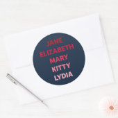 De Bennetzusters van Pride en Prejudice Ronde Sticker (Envelop)
