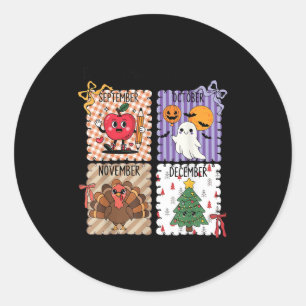 De ber Maanden Terug naar school Halloween Dankdag Ronde Sticker