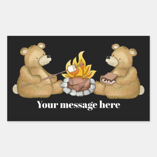 De beren van de Camping voegen berichtsticker toe Rechthoekige Sticker (Voorkant)