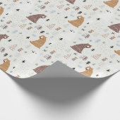 De Beren van de klap in het Patroon van Bossen Cadeaupapier (Hoek)