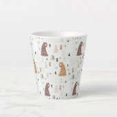 De Beren van de klap in het Patroon van Bossen Latte Mok (Voorkant)
