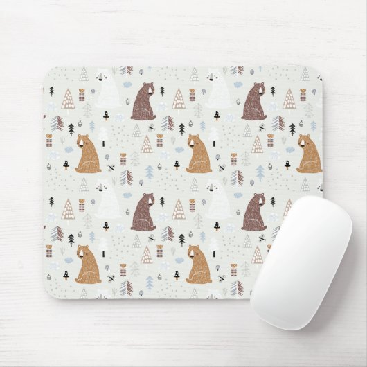De Beren van de klap in het Patroon van Bossen Muismat (Met muis)