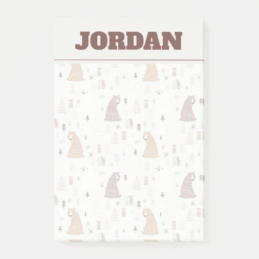 De Beren van de klap in het Patroon van Bossen Post-it® Notes (Voorkant)