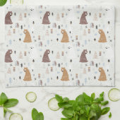 De Beren van de klap in het Patroon van Bossen Theedoek (Gevouwen)