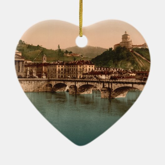 De berg Capuchins, Turijn, Piemonte, Italië Keramisch Ornament (Achterkant)