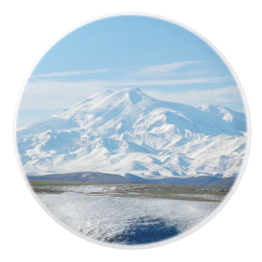 De berg Elbrus (de hoogste berg in Europa) Keramische Knop (Voorkant)