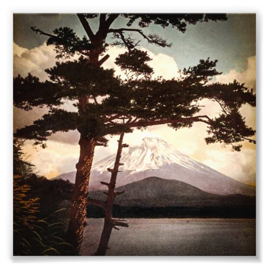 De berg Fuji door het  Pijnse Oude Japan Foto Afdruk (Voorkant)