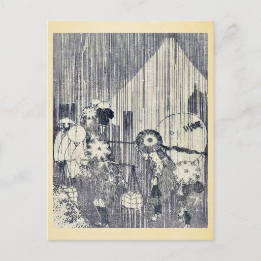 De berg Fuji door regendruppels door Katsushika, H Briefkaart (Voorkant)