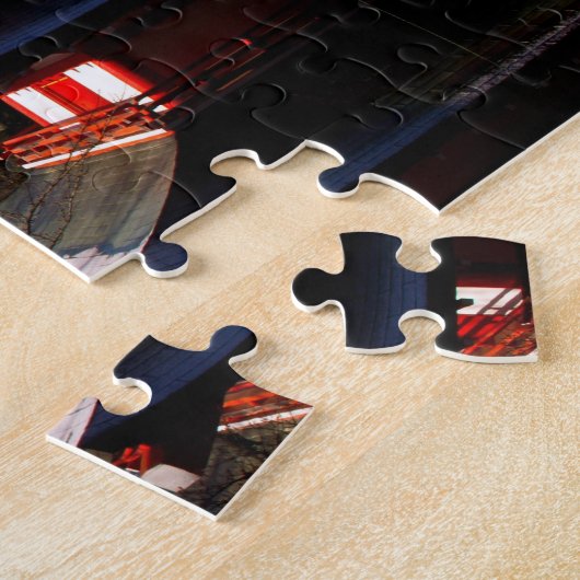 De berg Fuji en de rode pagode Legpuzzel (Zijkant)