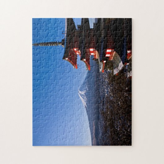 De berg Fuji en de rode pagode Legpuzzel (Verticaal)