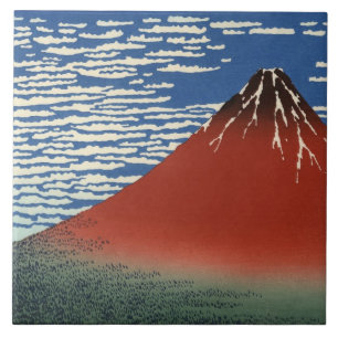 De berg Fuji in Clear Weather (Red Fuji) (Hokusai) Tegeltje