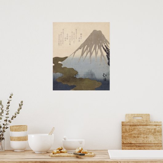 De berg Fuji onder de sneeuw Poster (Keuken)
