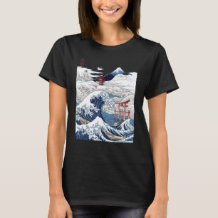 De berg Fuji The Great Wave Japanse Tsunami Kanaga T-shirt