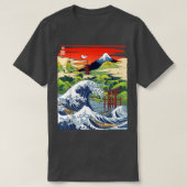 De berg Fuji The Great Wave Japanse Tsunami Kanaga T-shirt (Design voorkant)