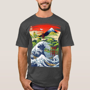 De berg Fuji The Great Wave Japanse Tsunami Kanaga T-shirt