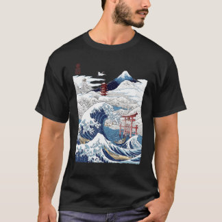 De berg Fuji The Great Wave Japanse Tsunami Kanaga T-shirt