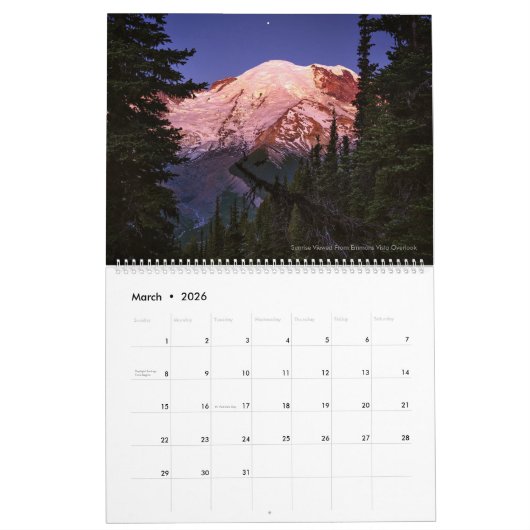 De berg is uit: Mount Rainier 2-jarige kalender (Mar 2026)