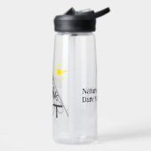 De berg is uit (zwarte tekst) waterfles (Links)