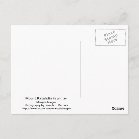 De berg Katahdin in de winter Briefkaart (Achterkant)