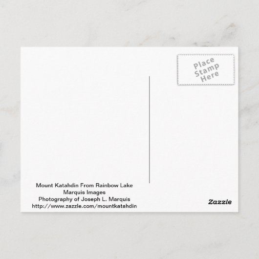 De berg Katahdin van het meer van Rainbow Briefkaart (Achterkant)