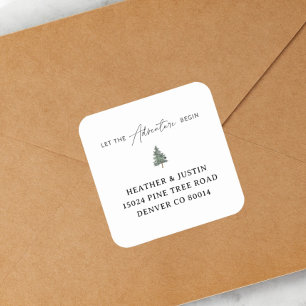 De berg laat het avontuur met het adres van de Ter Vierkante Sticker