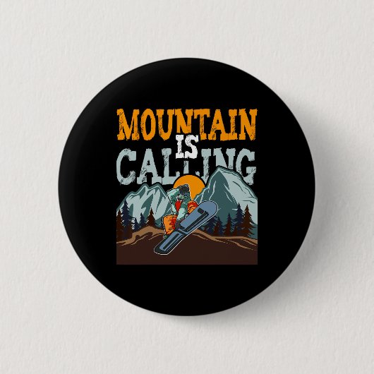 De berg roept grappige snowboarden ronde button 5,7 cm (Voorkant)