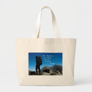 De bergen bellen en ik moet gaan grote tote bag