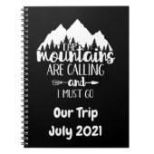 De bergen bellen en ik moet gaan notitieboek (Voorkant)