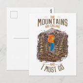 De bergen bellen en ik moet gaan wandelen briefkaart (Voorkant / Achterkant)