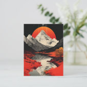 De bergen, de rivier en de maan briefkaart (Staand voorkant)