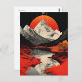 De bergen, de rivier en de maan briefkaart (Voorkant / Achterkant)