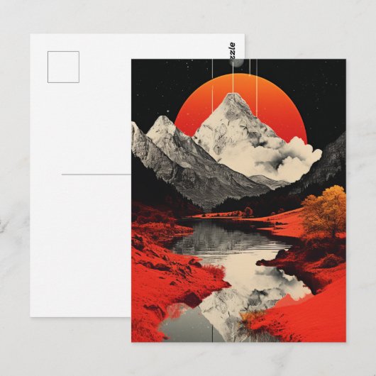 De bergen, de rivier en de maan briefkaart (Voorkant / Achterkant)