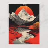 De bergen, de rivier en de maan briefkaart (Voorkant)