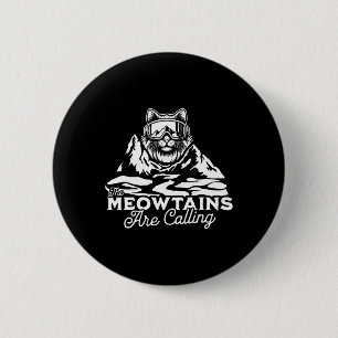 De bergen noemen de snowboards "Funny Cat Mannen" Ronde Button 5,7 Cm