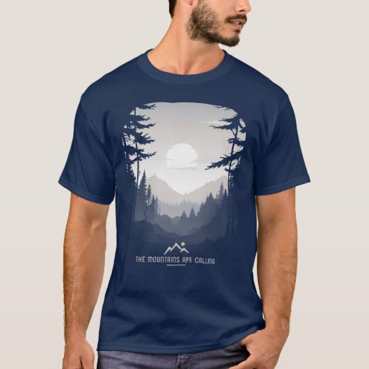 De bergen noemen het grafische bos mist t-shirt (Voorkant)