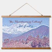 De bergen noemen het levendige blauwe sneeuwveld hangend wandkleed (Voorkant)