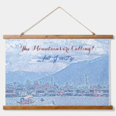 De bergen noemen het Vivid Blue Lake & Boat Hangend Wandkleed (Voorkant)