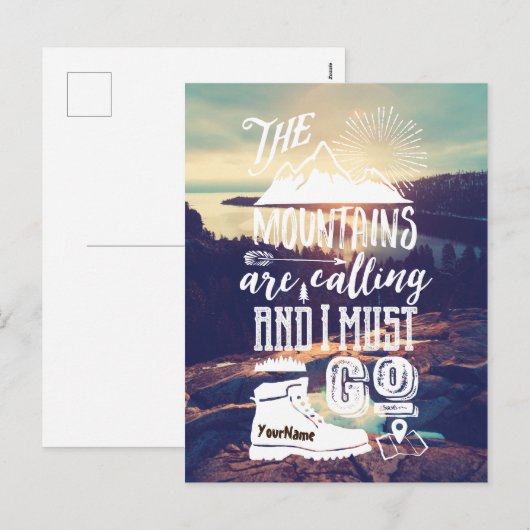 De bergen noemen Typografie Uw Foto Feestdagenkaart (Voorkant / Achterkant)